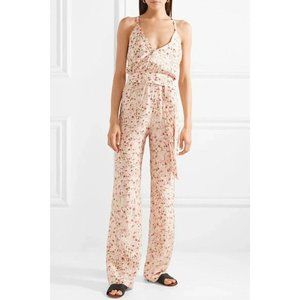 Paloma Blue Pastel Pink Floral Backless Silk Jumpsuit